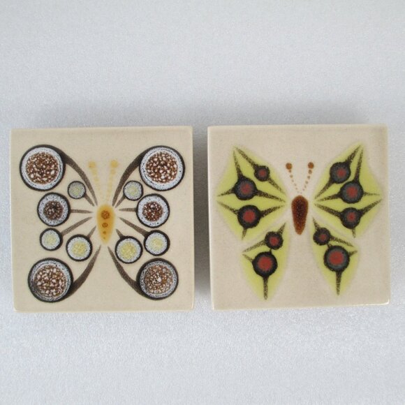 SET OF 2 XENIA TALER BUTTERFLY TILES - Picture 2 of 13
